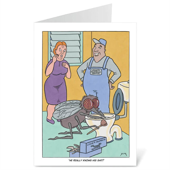 Blank Gift Card - Plumber Louie's Fly Funny Birthday Greeting | ALT CVLT
